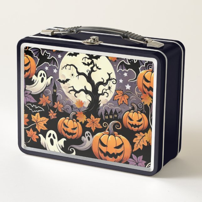 Halloween/Fall/Autumn Metal Lunch Box (Front)