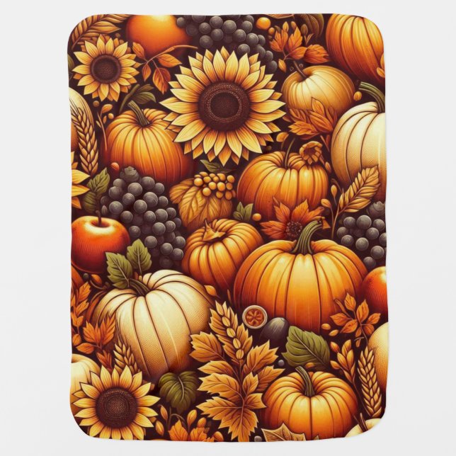 Halloween/Fall/Autumn/pumpkin Baby Blanket (Front)