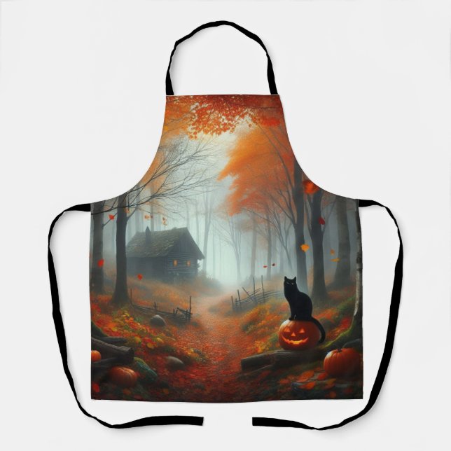 Halloween/Fall/Autumn/pumpkin/cat  Apron (Front)