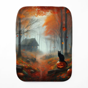 Halloween/Fall/Autumn/pumpkin/cat  Baby Burp Cloth