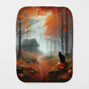 Halloween/Fall/Autumn/pumpkin/cat  Baby Burp Cloth