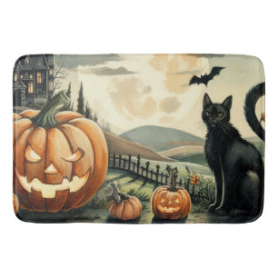 Halloween/Fall/Autumn/pumpkin/cat Bath Mat