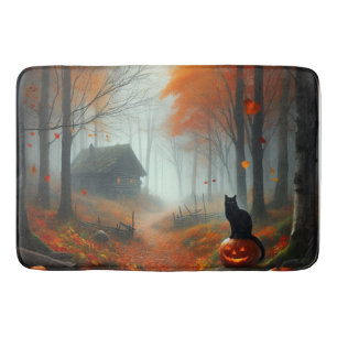 Halloween/Fall/Autumn/pumpkin/cat Bath Mat