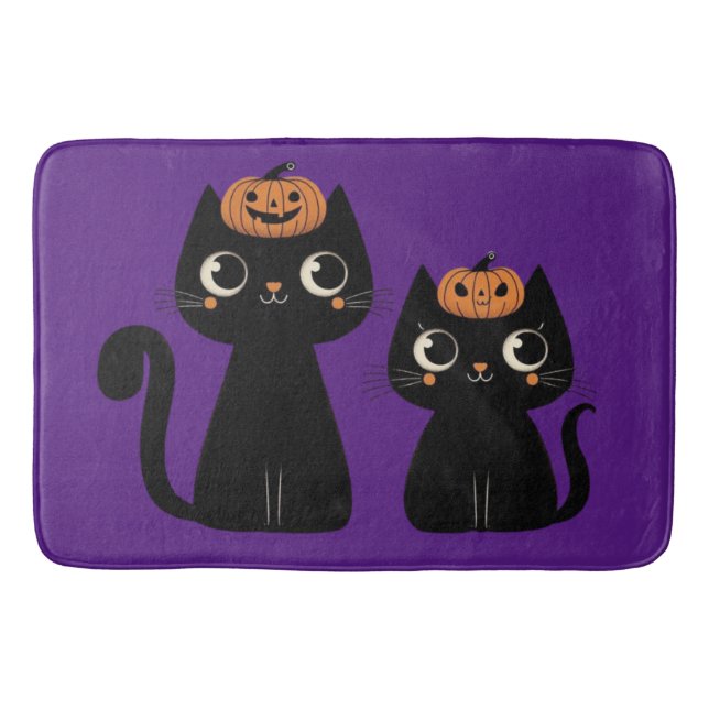 Halloween/Fall/Autumn/pumpkin/cat Bath Mat (Front)