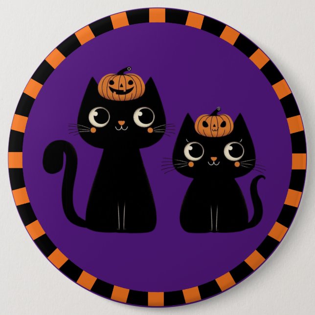 Halloween/Fall/Autumn/pumpkin/cat Button (Front)
