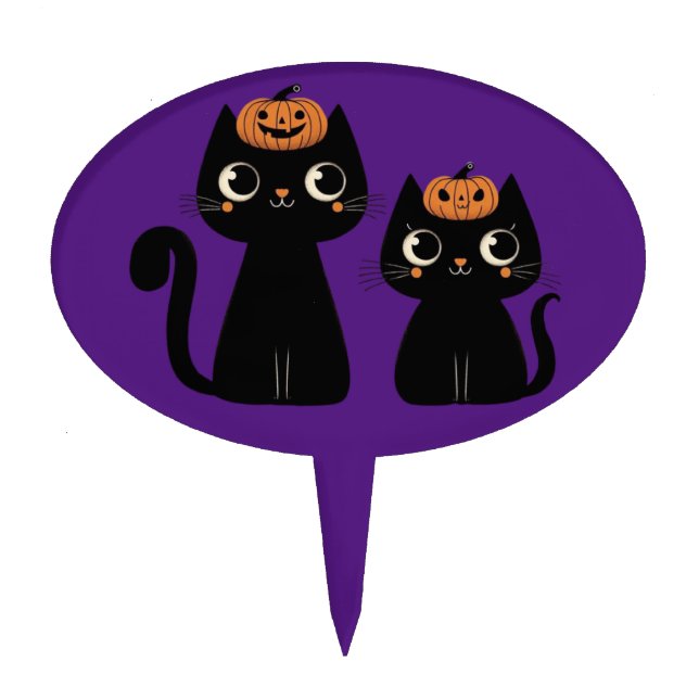 Halloween/Fall/Autumn/pumpkin/cat Cake Topper (Front)