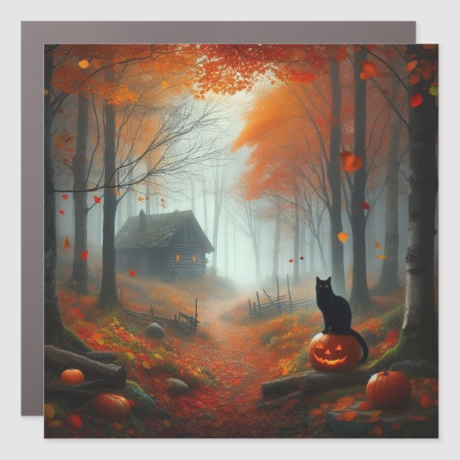Halloween/Fall/Autumn/pumpkin/cat  Car Magnet (Front)