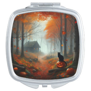 Halloween/Fall/Autumn/pumpkin/cat Compact Mirror