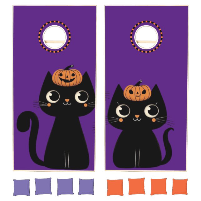 Halloween/Fall/Autumn/pumpkin/cat Cornhole Set (Set)