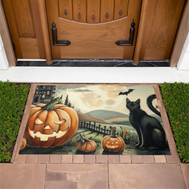 Halloween/Fall/Autumn/pumpkin/cat Doormat (Outdoor)