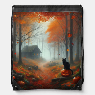 Halloween/Fall/Autumn/pumpkin/cat  Drawstring Bag