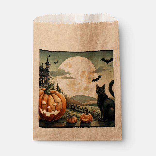 Halloween/Fall/Autumn/pumpkin/cat Favor Bag (Front)