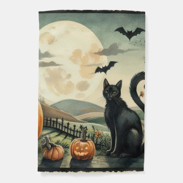 Halloween/Fall/Autumn/pumpkin/cat Garden Flag (Front)
