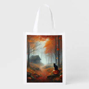 Halloween/Fall/Autumn/pumpkin/cat  Grocery Bag