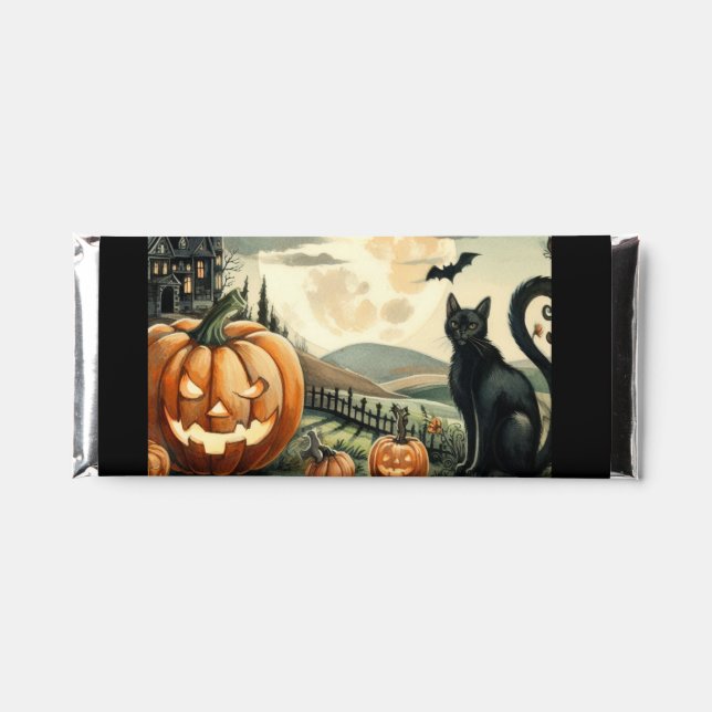 Halloween/Fall/Autumn/pumpkin/cat Hershey Bar Favors (Front)