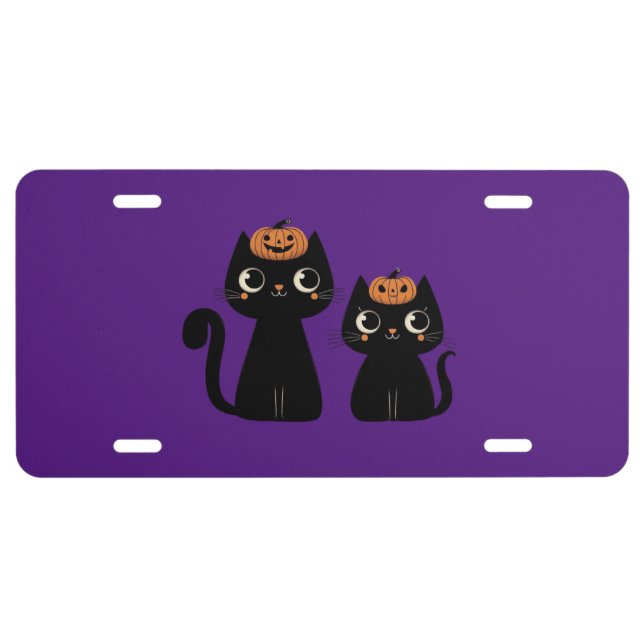 Halloween/Fall/Autumn/pumpkin/cat License Plate (Front)