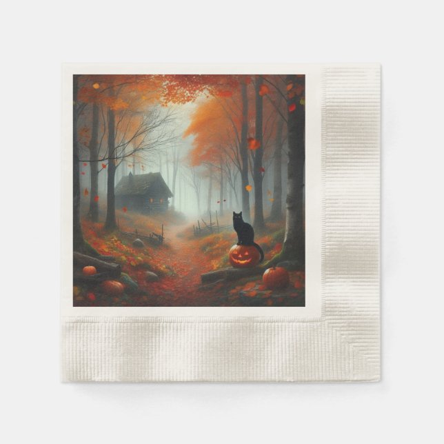Halloween/Fall/Autumn/pumpkin/cat  Napkins (Front)