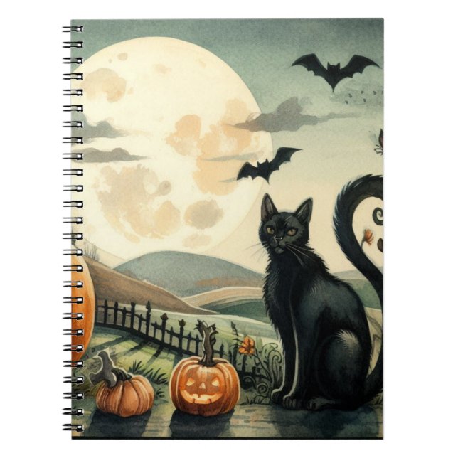 Halloween/Fall/Autumn/pumpkin/cat Notebook (Front)