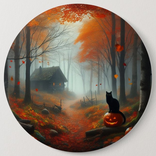 Halloween/Fall/Autumn/pumpkin/cat Paper Cups Button (Front)