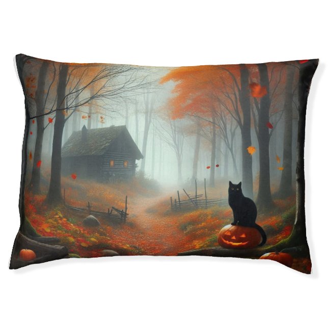 Halloween/Fall/Autumn/pumpkin/cat  Pet Bed (Front)
