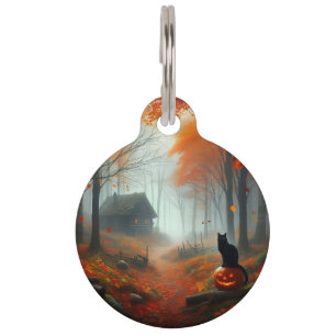 Halloween/Fall/Autumn/pumpkin/cat  Pet ID Tag