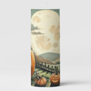 Halloween/Fall/Autumn/pumpkin/cat Pillar Candle