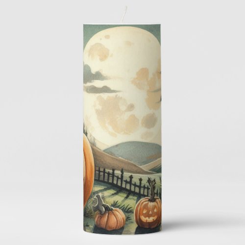 HalloweenFallAutumnpumpkincat Pillar Candle