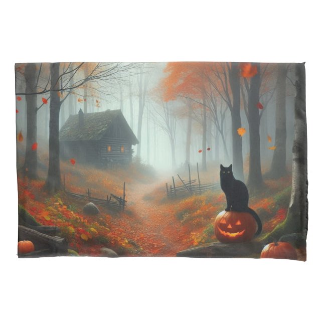 Halloween/Fall/Autumn/pumpkin/cat  Pillow Case (Front)