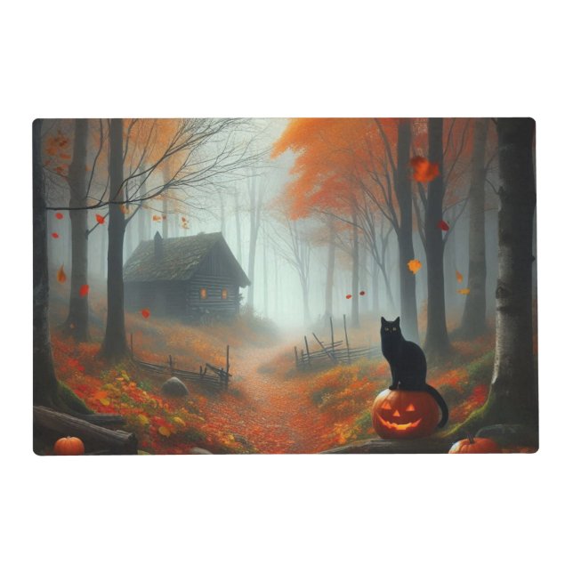 Halloween/Fall/Autumn/pumpkin/cat  Placemat (Front)