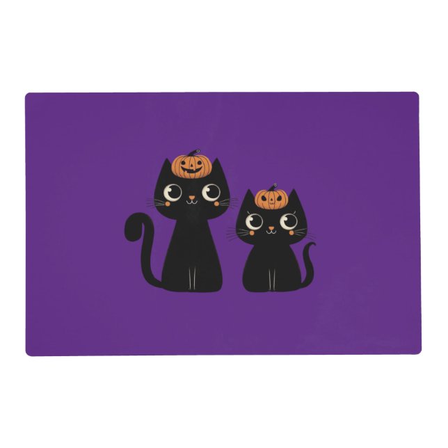 Halloween/Fall/Autumn/pumpkin/cat Placemat (Front)