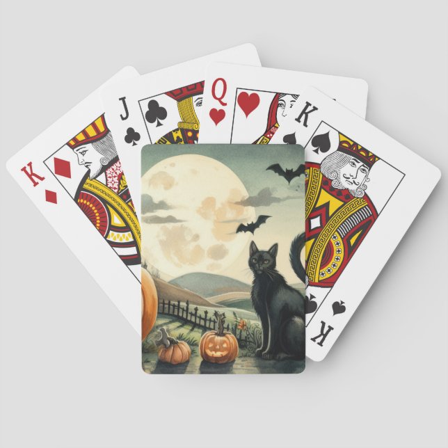Halloween/Fall/Autumn/pumpkin/cat Poker Cards (Back)