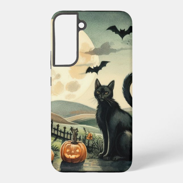 Halloween/Fall/Autumn/pumpkin/cat Samsung Galaxy Case (Back)