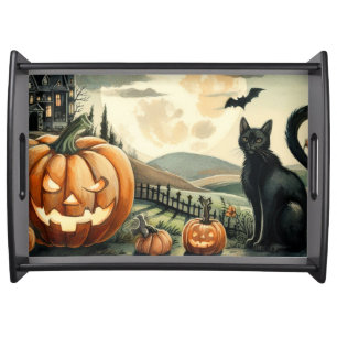 Halloween/Fall/Autumn/pumpkin/cat Serving Tray