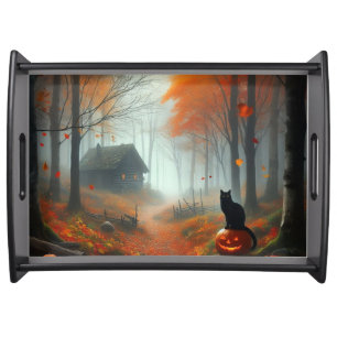 Halloween/Fall/Autumn/pumpkin/cat Serving Tray