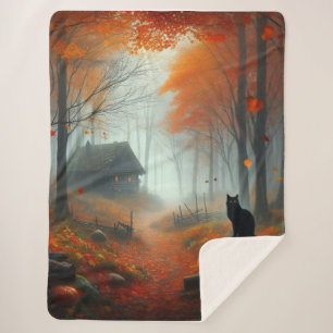 Halloween/Fall/Autumn/pumpkin/cat Sherpa Blanket