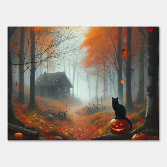 Halloween/Fall/Autumn/pumpkin/cat  Sign (Front)