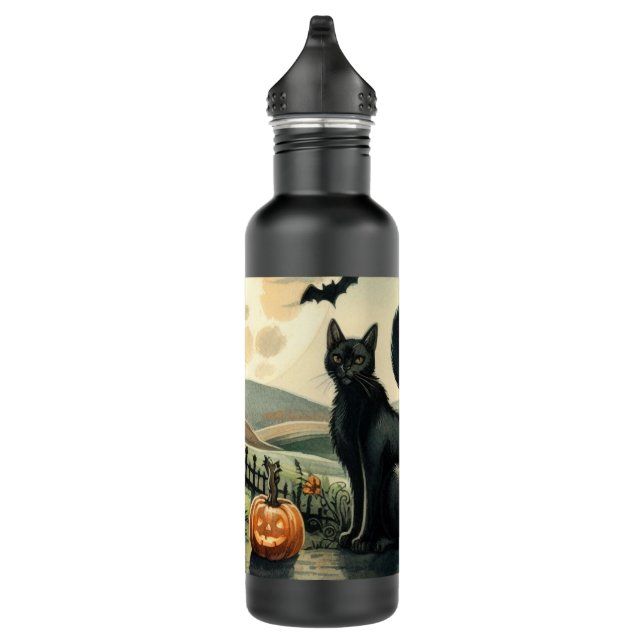 Halloween/Fall/Autumn/pumpkin/cat Stainless Steel Water Bottle (Right)