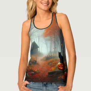 Halloween/Fall/Autumn/pumpkin/cat  Tank Top