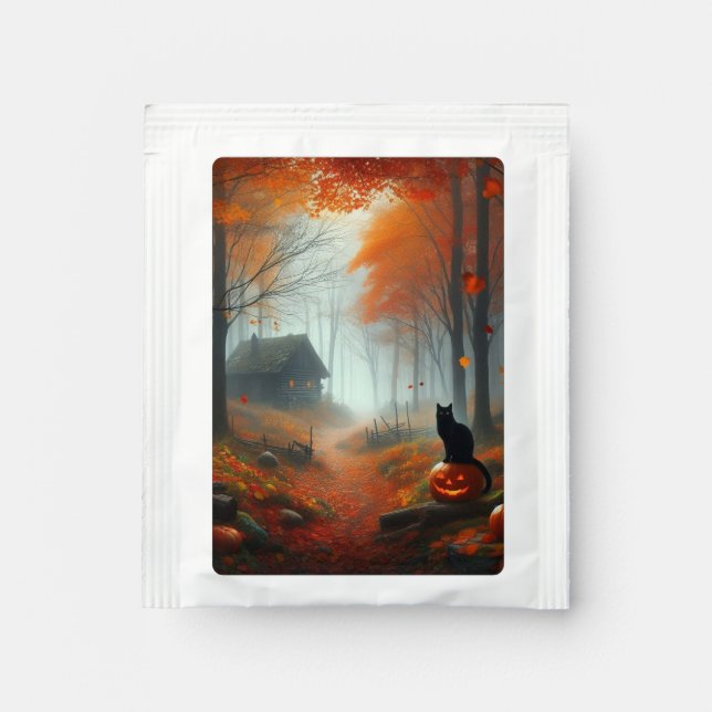 Halloween/Fall/Autumn/pumpkin/cat  Tea Bag Drink Mix (Front)