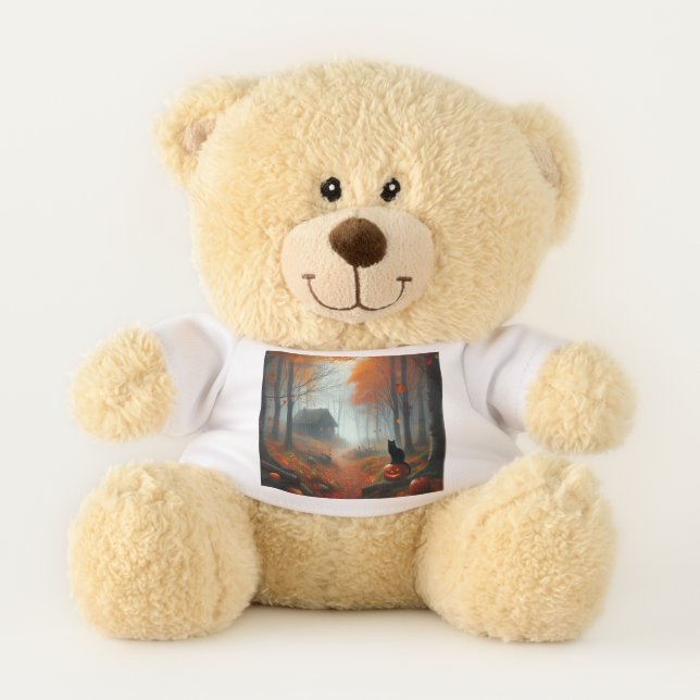 Halloween/Fall/Autumn/pumpkin/cat  Teddy Bear (Front)