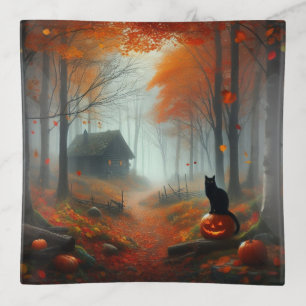 Halloween/Fall/Autumn/pumpkin/cat Trinket Tray