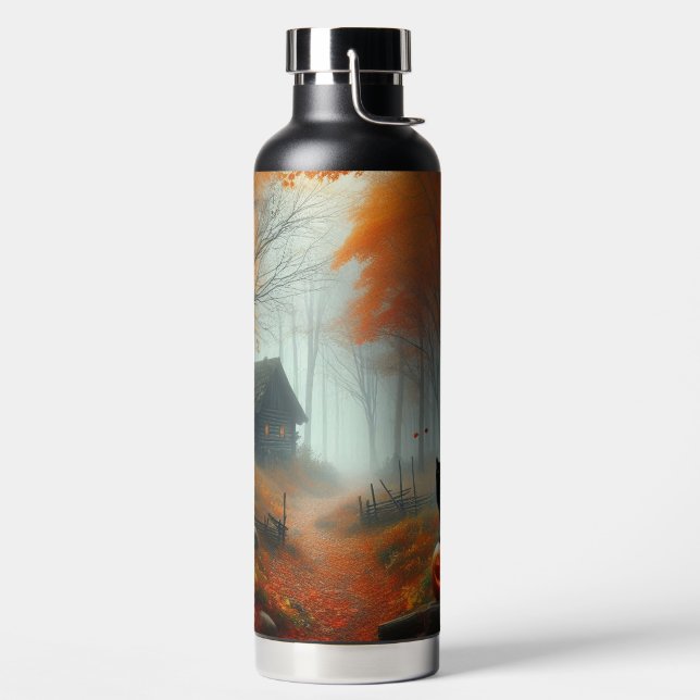 Halloween/Fall/Autumn/pumpkin/cat  Water Bottle (Left)