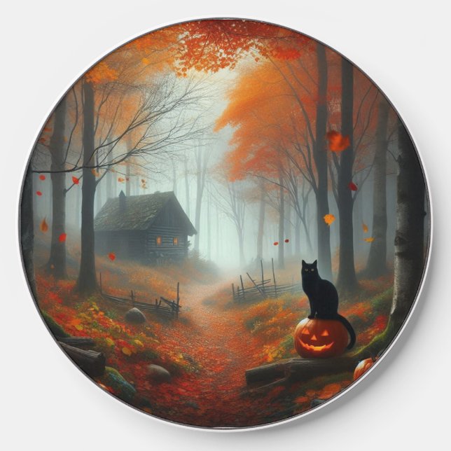 Halloween/Fall/Autumn/pumpkin/cat  Wireless Charger (Front)