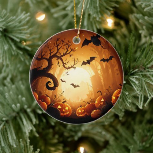 HalloweenfallAutumnPumpkin Ceramic Ornament