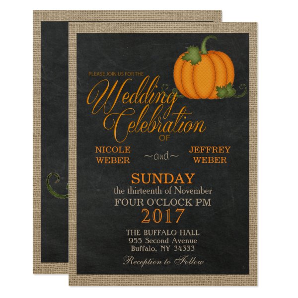 256260831730335480 Halloween Fall Autumn Pumpkin Country Barn Wedding Invitation