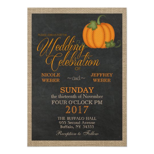 Halloween Fall Autumn Pumpkin Country Barn Wedding Invitation