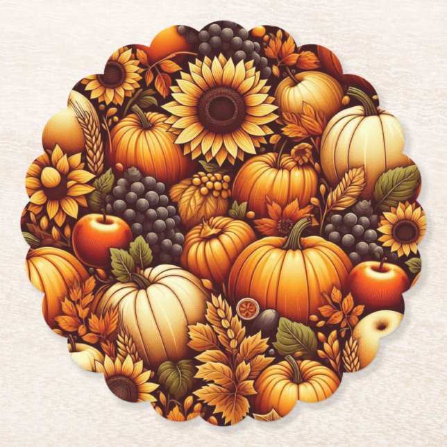 Halloween/Fall/Autumn/pumpkin Paper Coaster (Front)