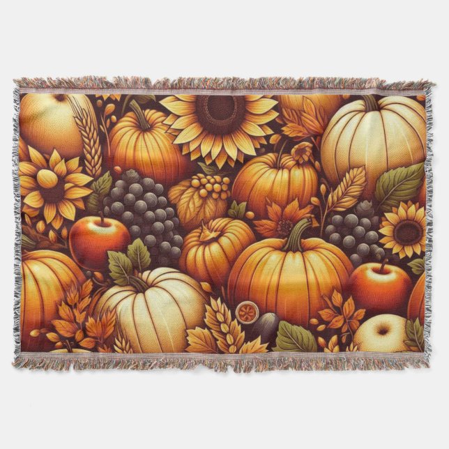 Halloween/Fall/Autumn/pumpkin Throw Blanket (Front)