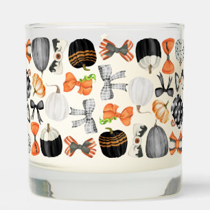 Halloween fall bow watercolor pattern pumpkin scented candle