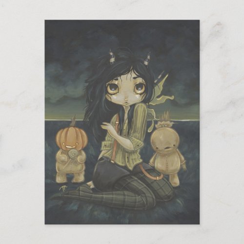 Halloween fall fantasy fairy gothic postcard